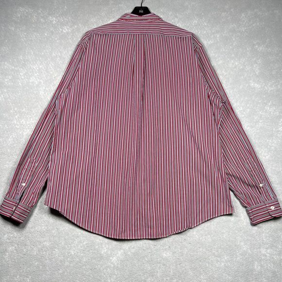 POLO RALPH LAUREN Long Sleeve Shirt Men’s XXL Red Striped Custom Fit Button Down - Picture 5 of 8